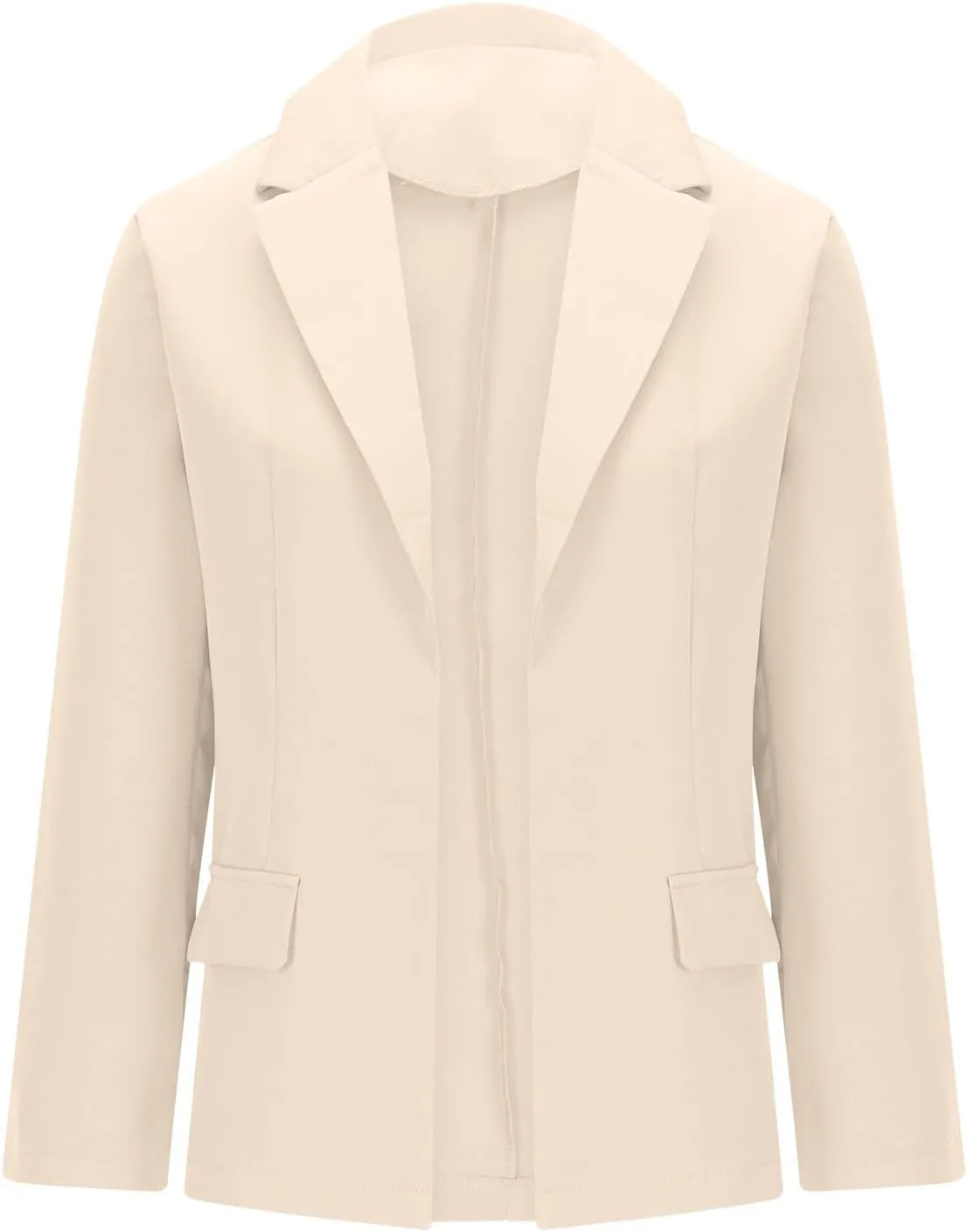 2024 Fall Blazers for Women Business Open Front Blazer Coat Casual Solid Lapel Buttonless Blazer Jacket with Pocket