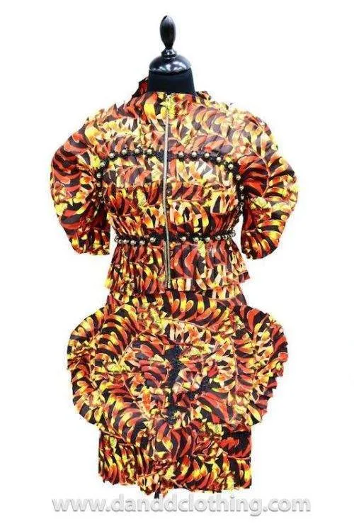 African Designer's Dress Orange