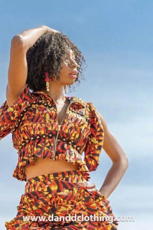 African Designer's Dress Orange