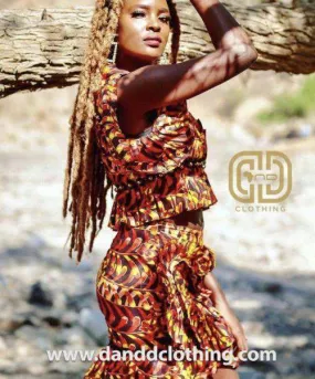 African Designer's Dress Orange