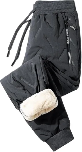 AYGJKIE Men's Jogging Trousers, Winter Fleece Lined Training Trousers, Warm Fleece Plush Lined Jogger Trousers, Sweatpants