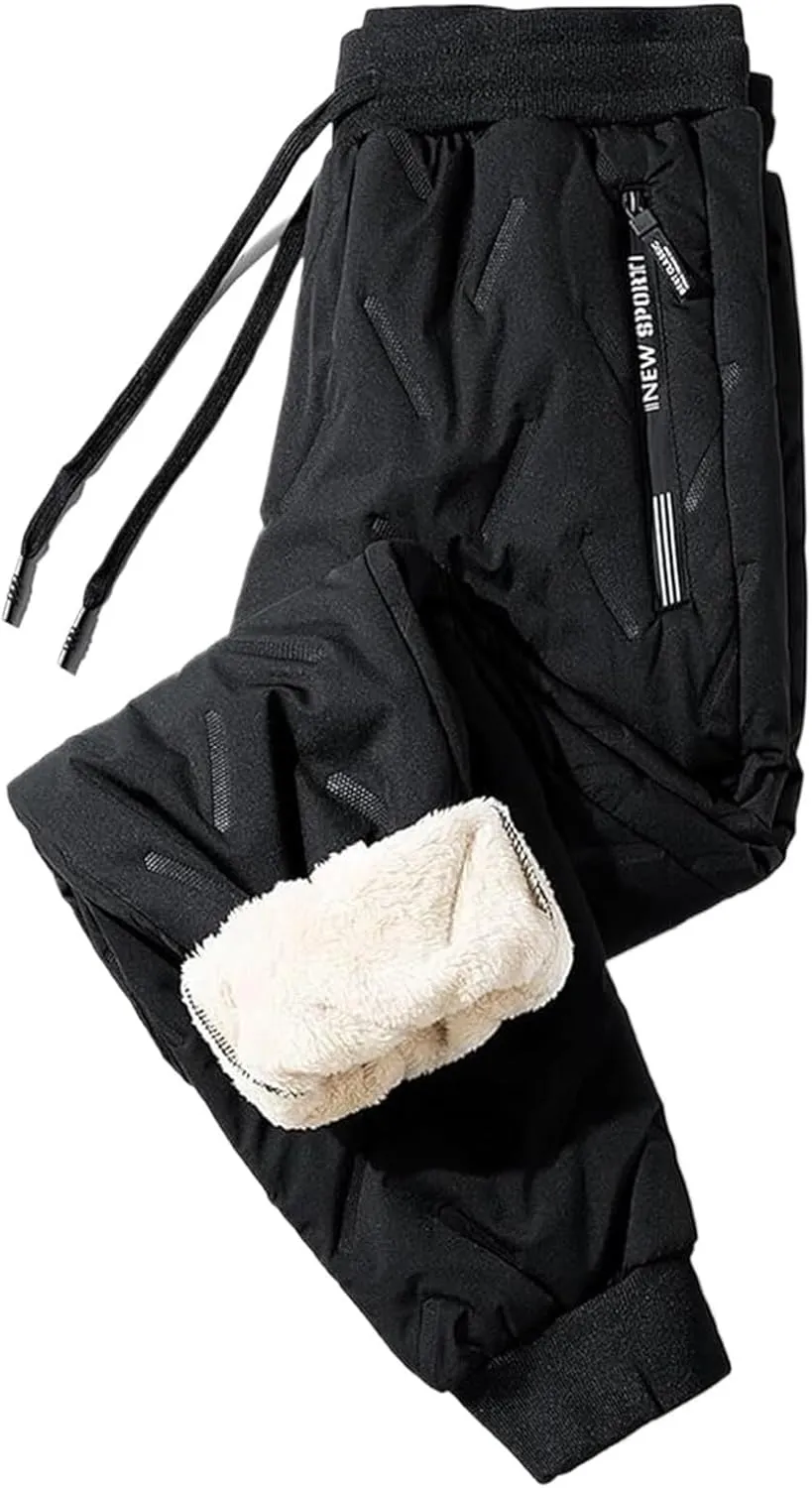 AYGJKIE Men's Jogging Trousers, Winter Fleece Lined Training Trousers, Warm Fleece Plush Lined Jogger Trousers, Sweatpants