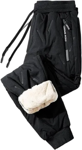 AYGJKIE Men's Jogging Trousers, Winter Fleece Lined Training Trousers, Warm Fleece Plush Lined Jogger Trousers, Sweatpants