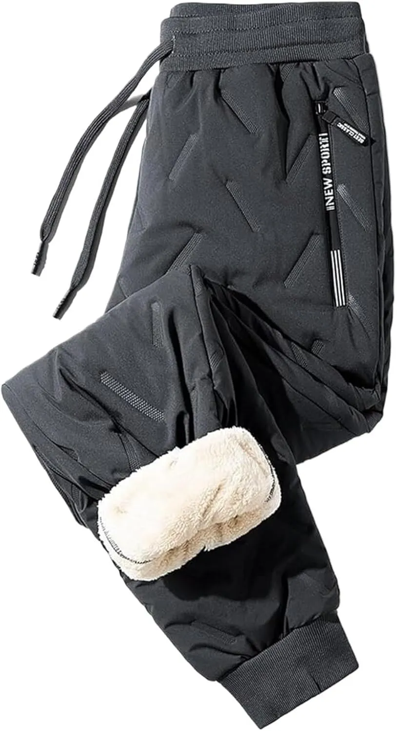 AYGJKIE Men's Jogging Trousers, Winter Fleece Lined Training Trousers, Warm Fleece Plush Lined Jogger Trousers, Sweatpants