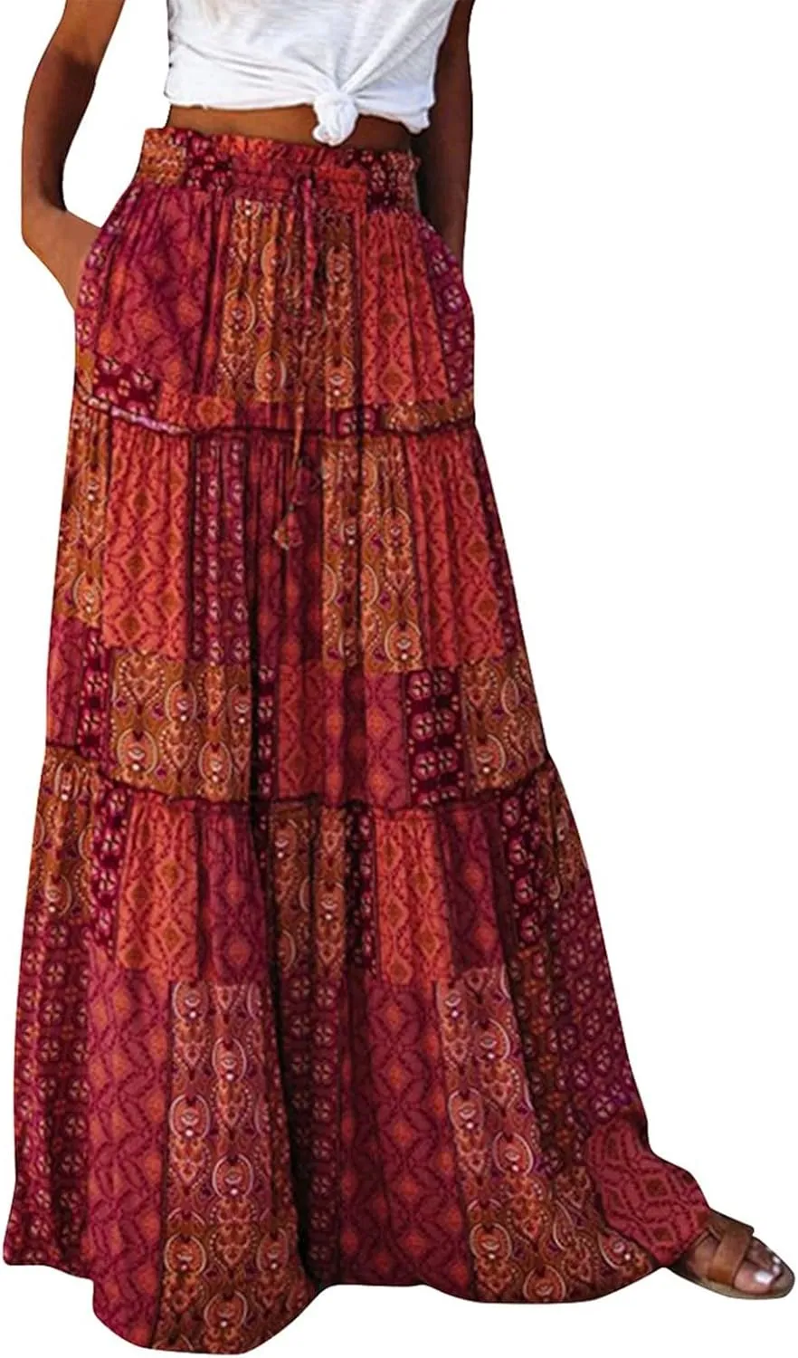 Boho Skirts for Women, Beach Maxi Casual Summer Trendy Flowy Womens Skirts
