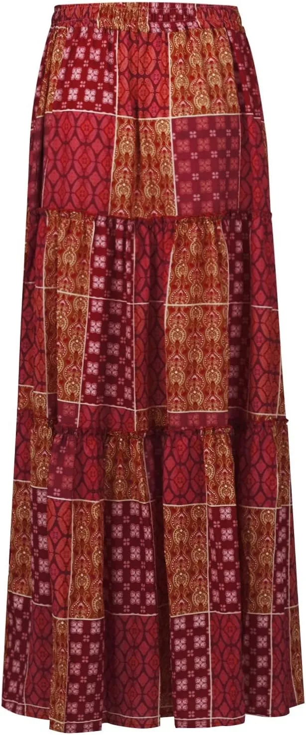 Boho Skirts for Women, Beach Maxi Casual Summer Trendy Flowy Womens Skirts