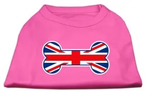 Bone Shaped United Kingdom (Union Jack) Flag Screen Print Shirts Bright Pink XXL (18)