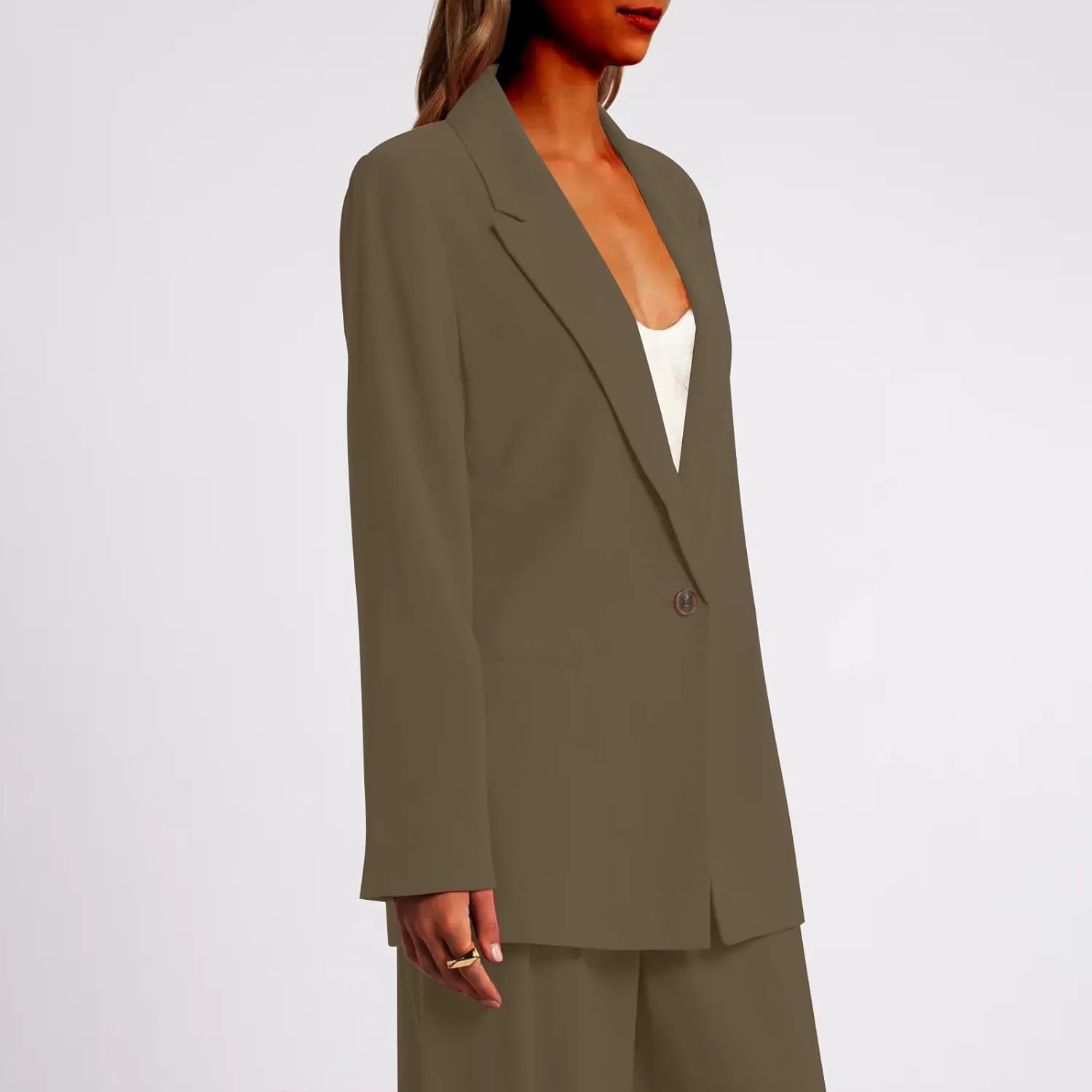 Casual Solid Blazers for Women Fall Lapel Slim Blazer Coat Business Open Front Office Blazer Jacket with Pockets