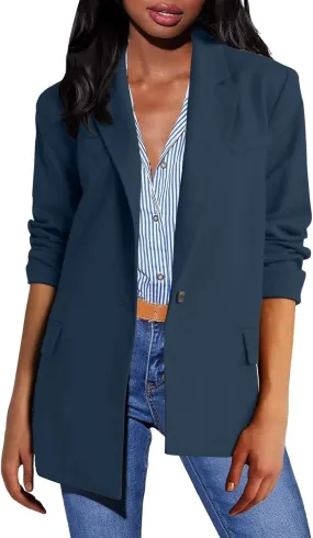 Casual Solid Blazers for Women Fall Lapel Slim Blazer Coat Business Open Front Office Blazer Jacket with Pockets