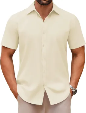 COOFANDY Men's Casual Button Down Shirts Short Sleeve Summer Untucked Dress Shirts