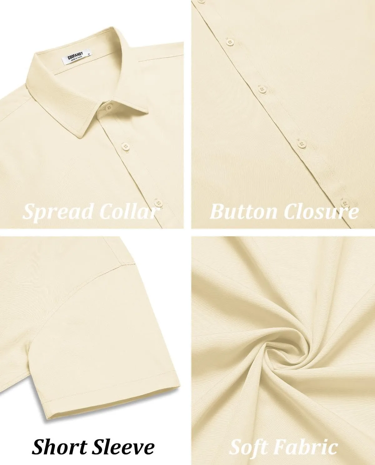 COOFANDY Men's Casual Button Down Shirts Short Sleeve Summer Untucked Dress Shirts