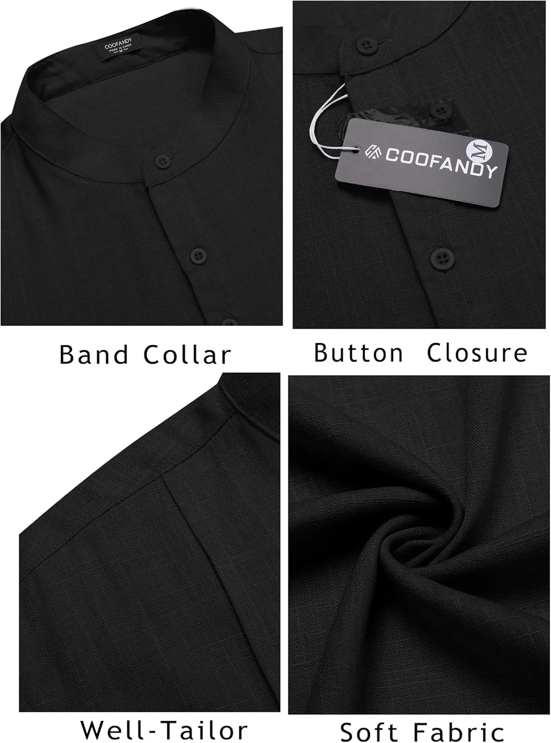 COOFANDY Men's Henley T-Shirts Short Sleeve Casual Button Henley Shirts Band Collar Tee Summer Beach Hippie Shirts