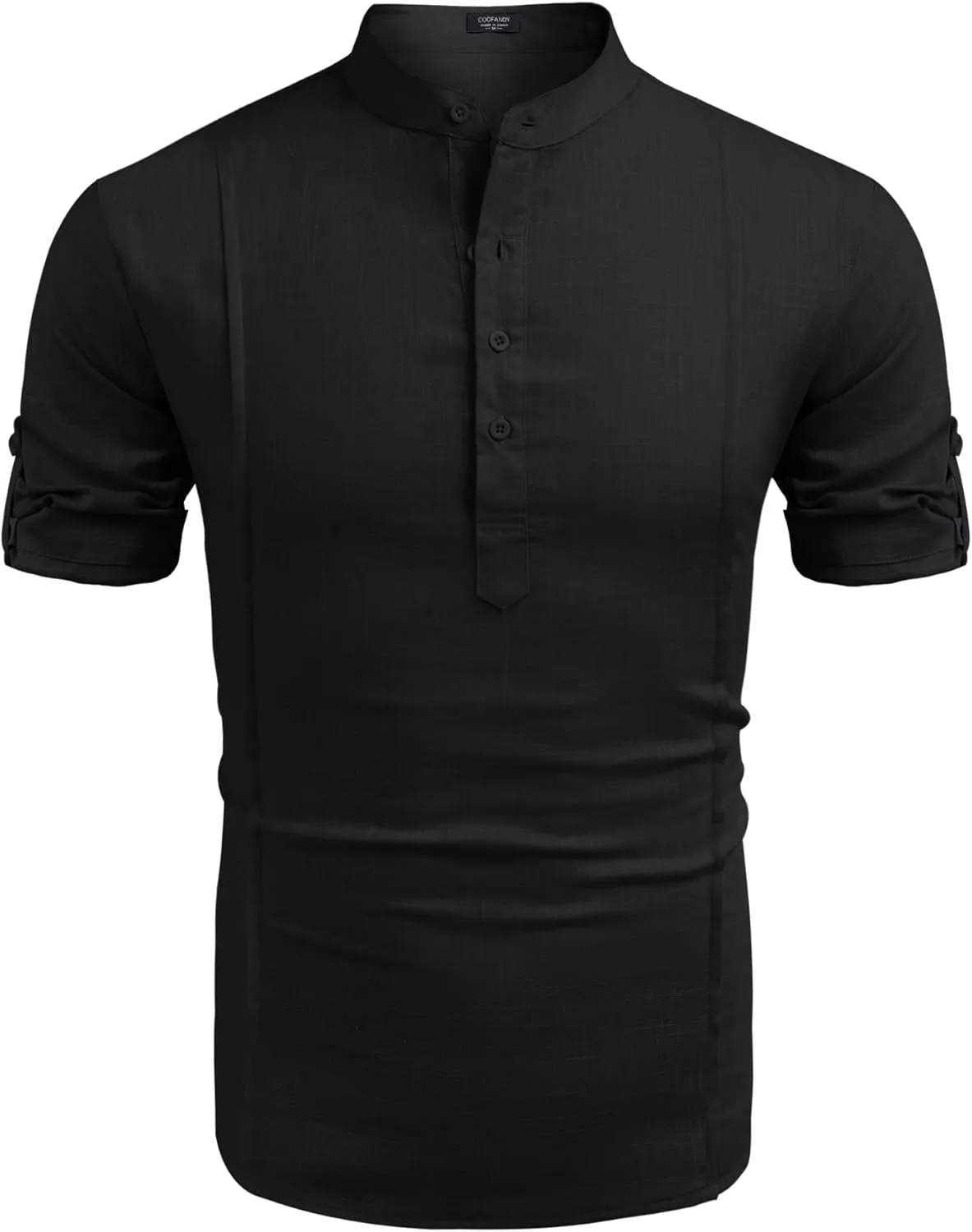 COOFANDY Men's Henley T-Shirts Short Sleeve Casual Button Henley Shirts Band Collar Tee Summer Beach Hippie Shirts