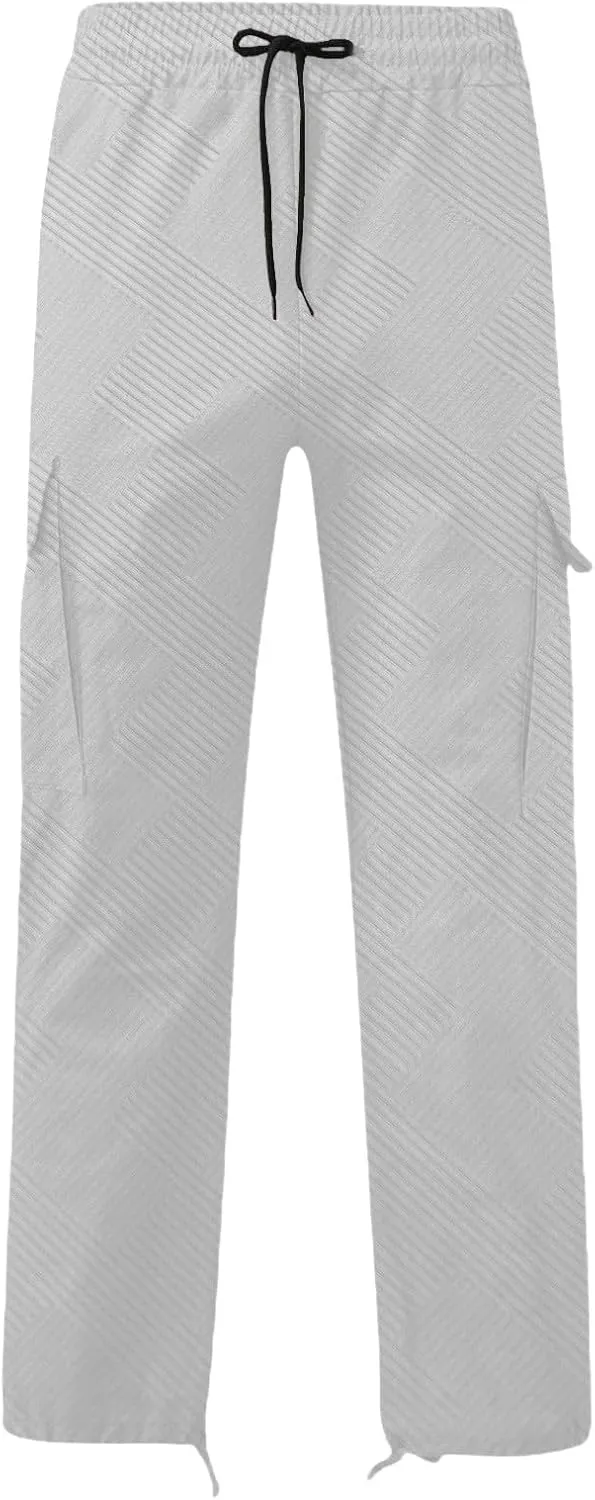 CRNTCEM Men's Casual Cargo Sweatpants Drawstring Quick Dry Outdoor Hiking Fishing Camping Casual Trousers with Multi Pocket
