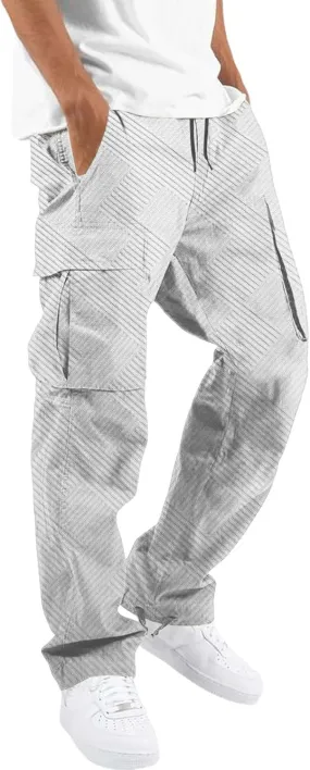 CRNTCEM Men's Casual Cargo Sweatpants Drawstring Quick Dry Outdoor Hiking Fishing Camping Casual Trousers with Multi Pocket