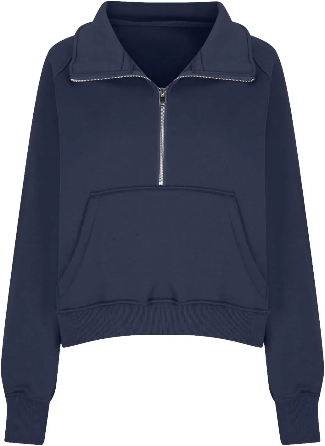 Cropped Sweatshirts for Women Half Zip Preppy Sweatshirt Fleece Lightweight Sweatshirts with Pockets Batwing Sweaters