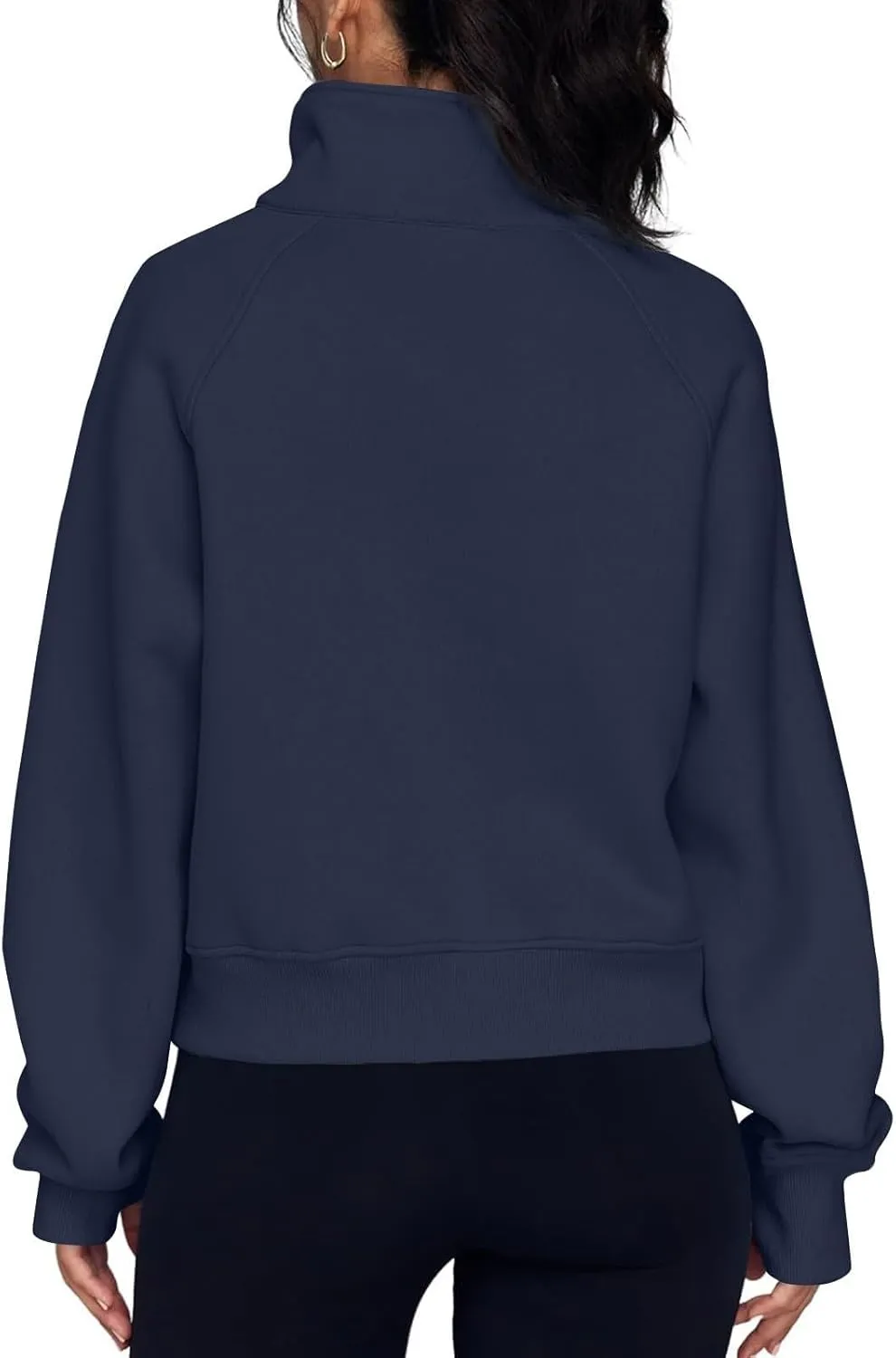 Cropped Sweatshirts for Women Half Zip Preppy Sweatshirt Fleece Lightweight Sweatshirts with Pockets Batwing Sweaters