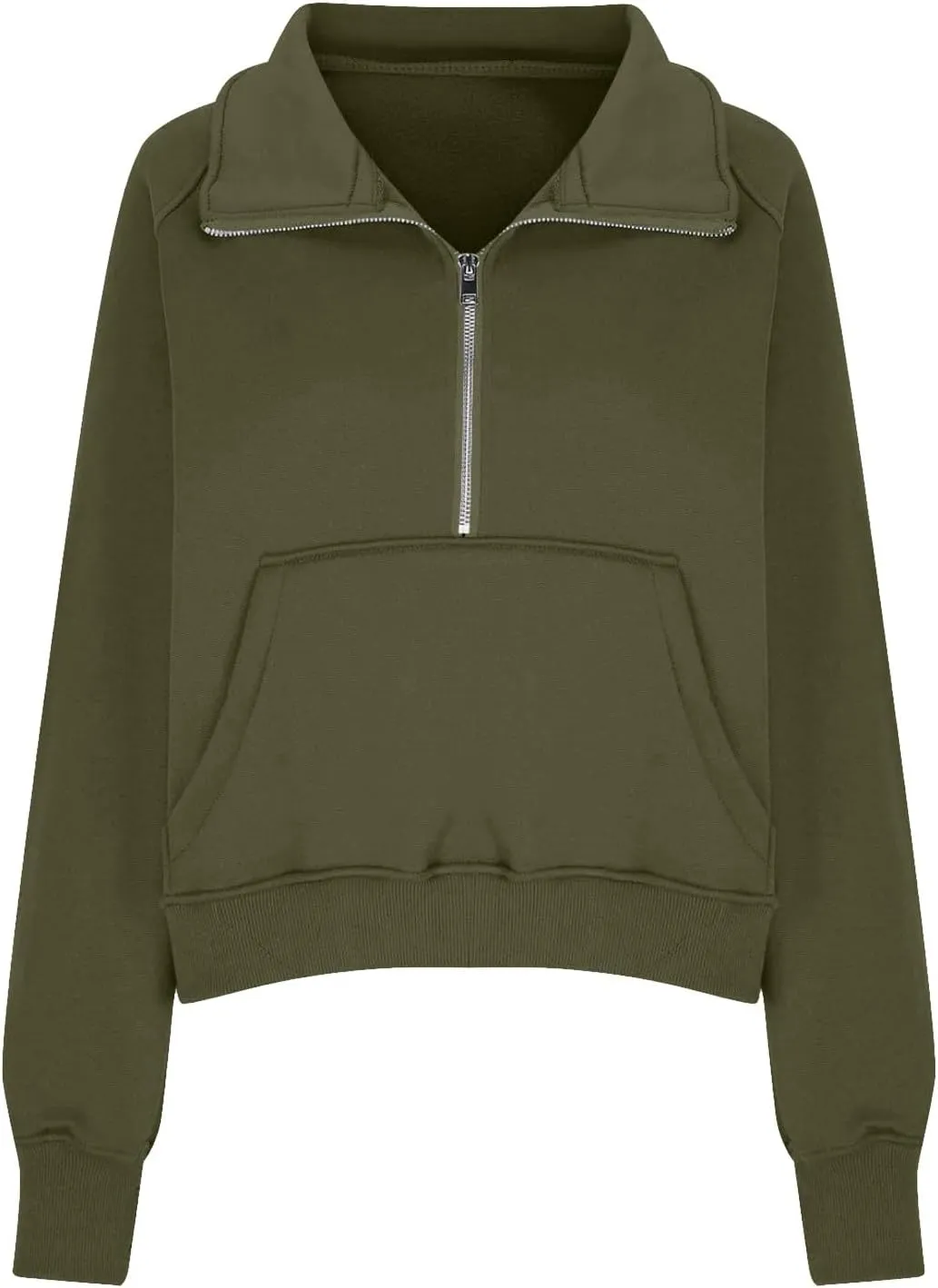 Cropped Sweatshirts for Women Half Zip Preppy Sweatshirt Fleece Lightweight Sweatshirts with Pockets Batwing Sweaters