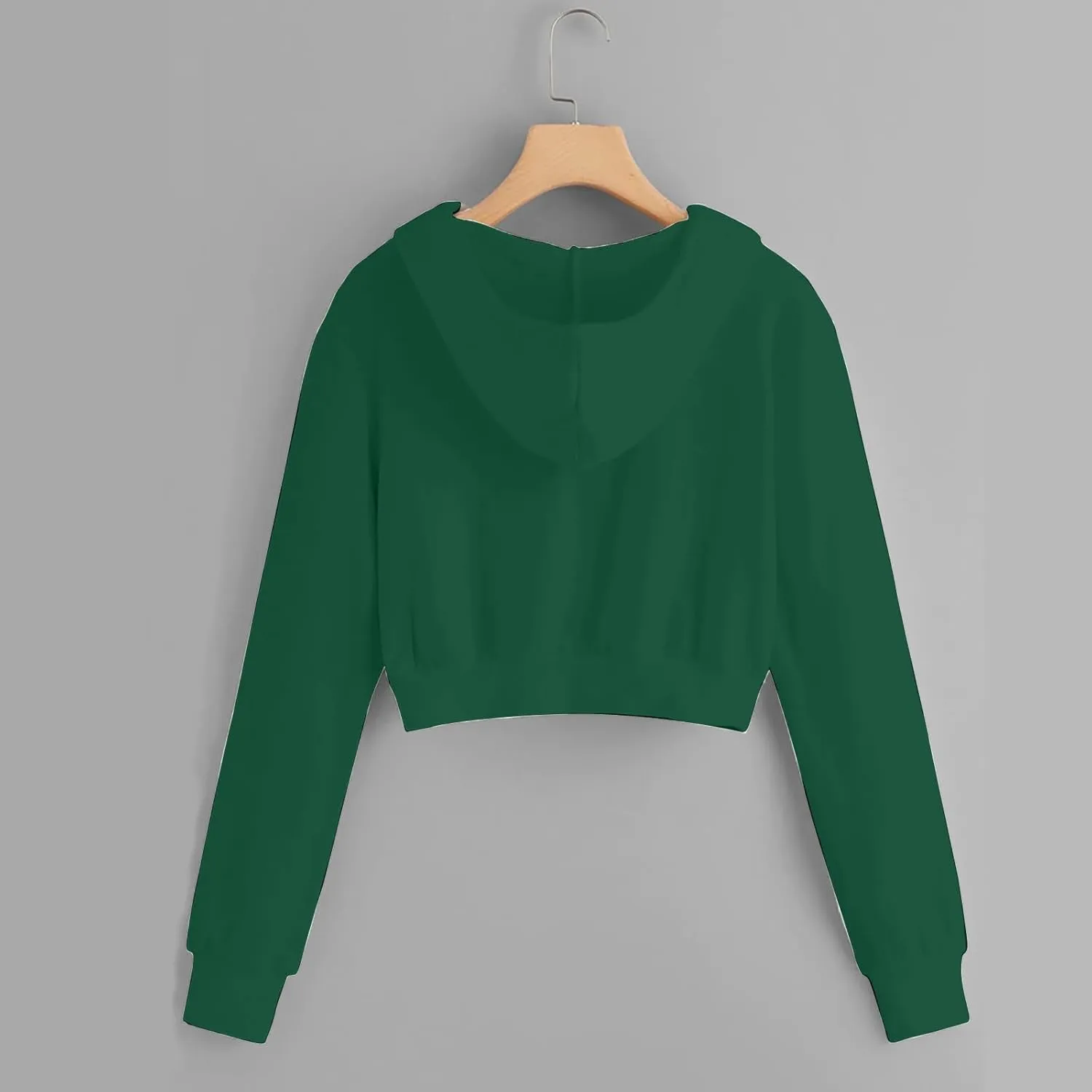 Cropped Sweatshirts for Women Zip Up Jackets Drawstring Hoodies Solid Color Sweatshirts Workout Tops with Pockets