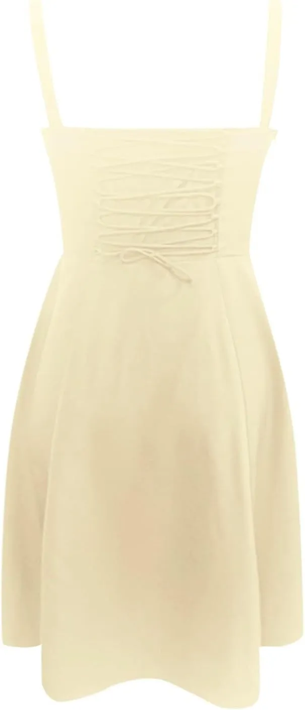 Floral Midi Corset Dress Boho Flowy Slit Lace Up Dresses for Women Going Out A Line Casual Sundress