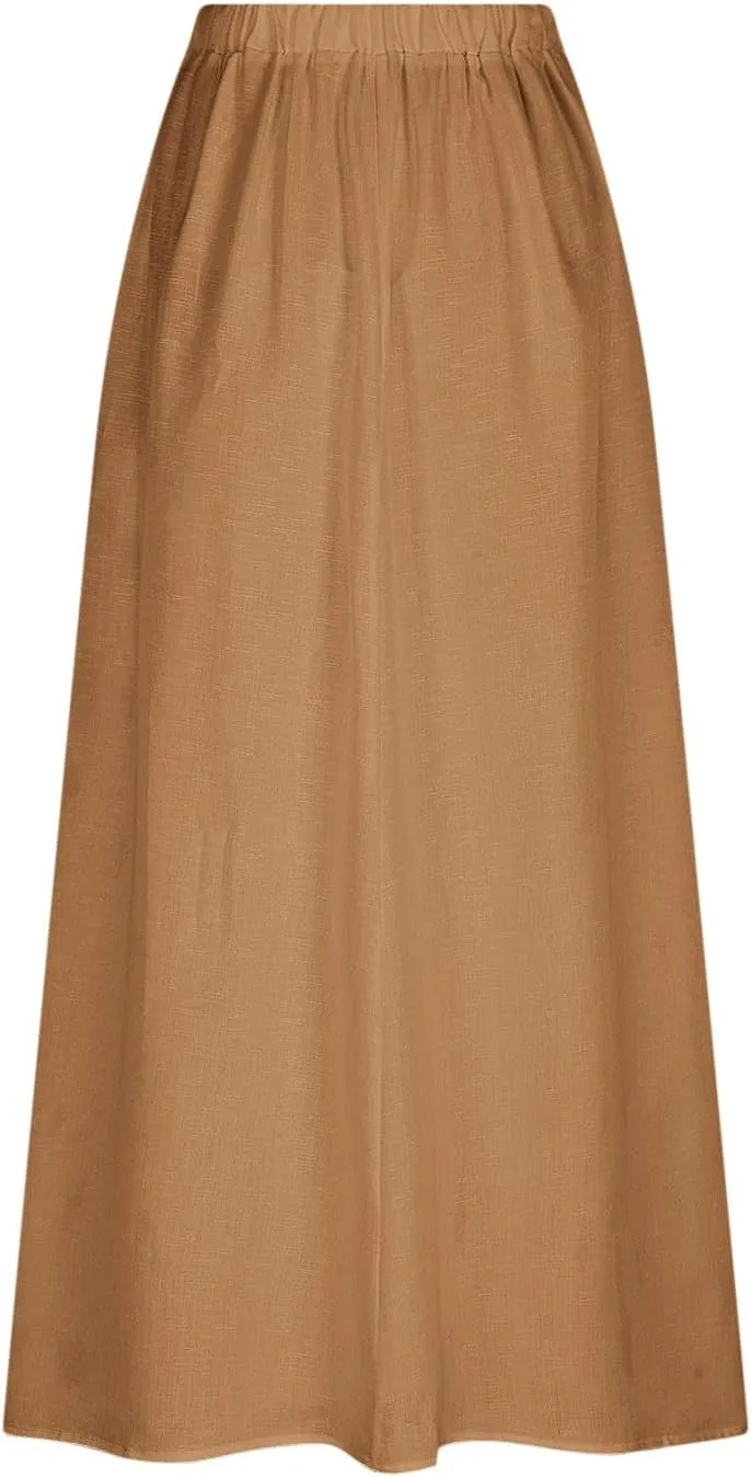 FZYLQY Womens High Waist Maxi Skirts Casual Loose Fit Flowy Swing Pleated A Line Long Skirts Solid Color Skirts with Pocket