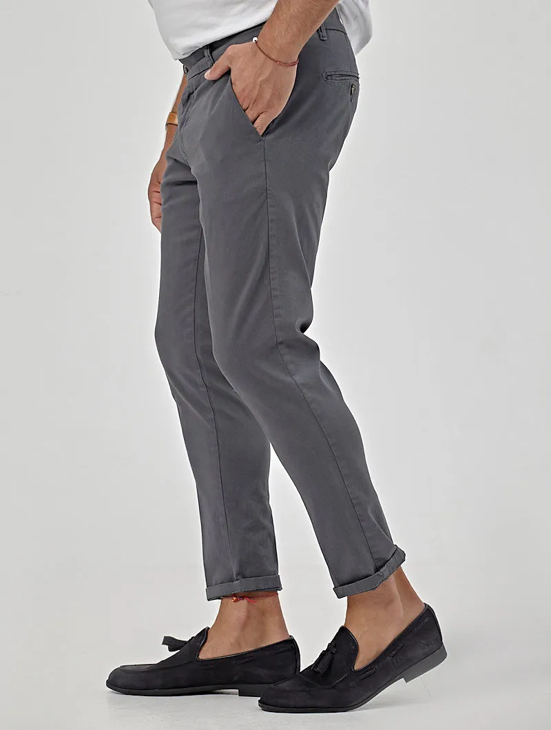 GABARDIN CASUAL PANTS IN ANTHRACITE