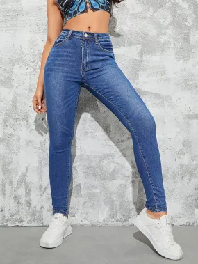 Jeans for Women Pants for Women Women's Jeans High Stretch Skinny Jeans (Color : Medium Wash, Size : Large)