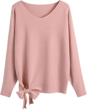 Knemksplanet Women Sweaters Boat Neck Batwing Sleeves Slouchy Knitted Sweaters Casual Pullovers Tops for Women