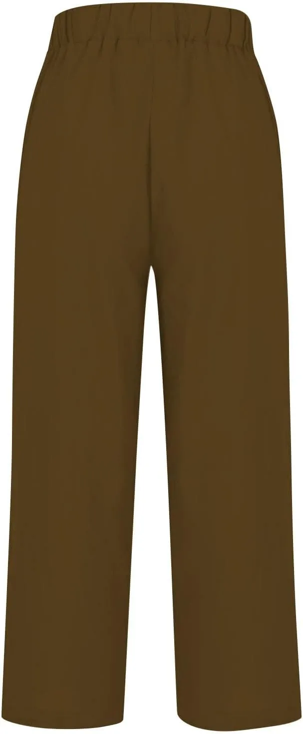 LCMTWX Women's Linen Pants Patchwork Cotton and Linen Casual Pants Casual Straight Leg Drawstring Elastic Woman Linen Pants