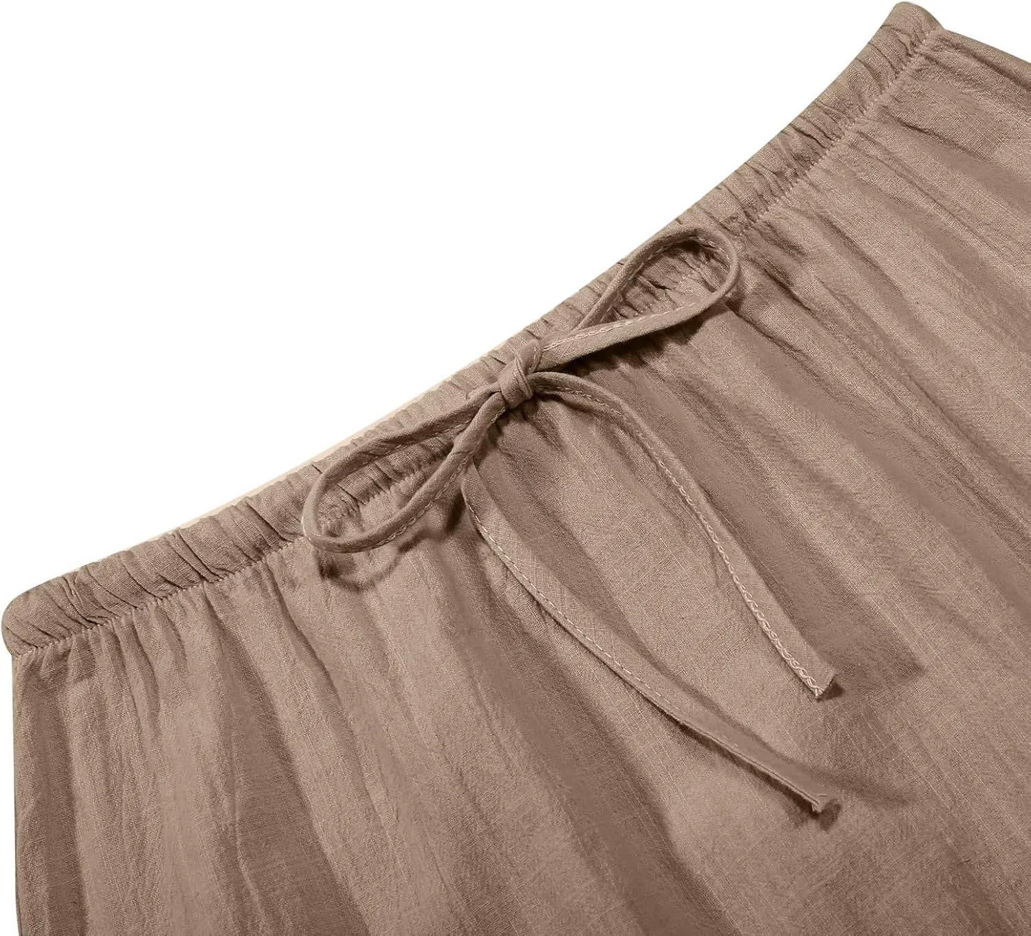 Linen Maxi Skirts for Women Trendy Summer Comfy Drawstring Waist A Line Skirts Cute Vacation Boho Long Flowy Skirts