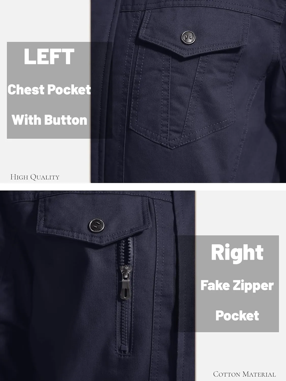 MAGCOMSEN Mens Winter Jacket Fleece Lined Work Jackets Waxed Canvas Shirt Jackets Warm Sherpa Trucker Military Jacket