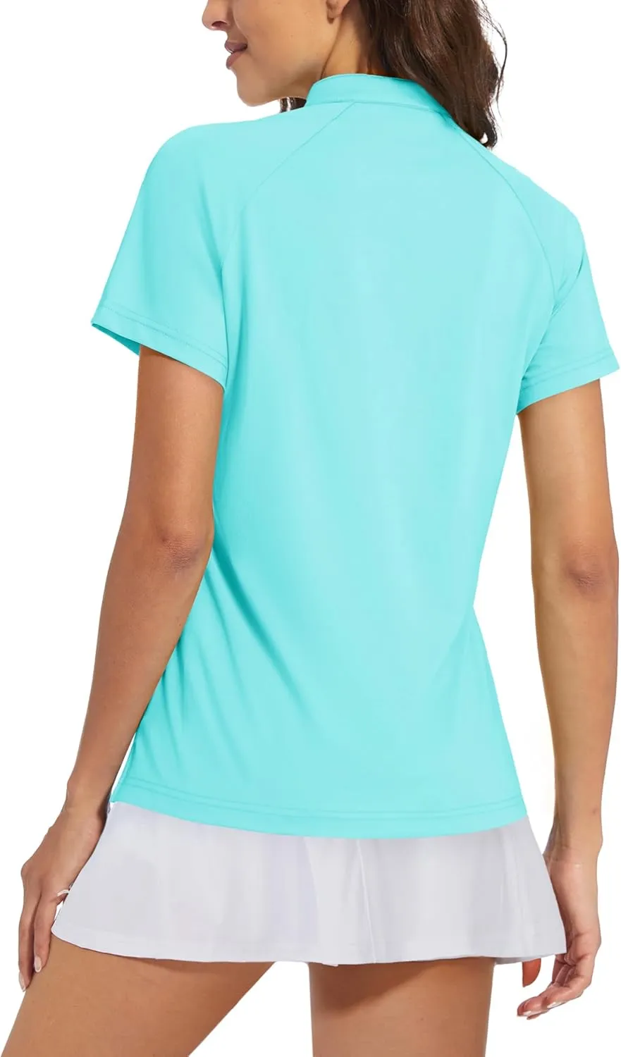 MAGCOMSEN Women's Golf Polo Shirts UPF 50  V Neck Collarless Short Sleeve Shirts Quick Dry Tennis T-Shirts