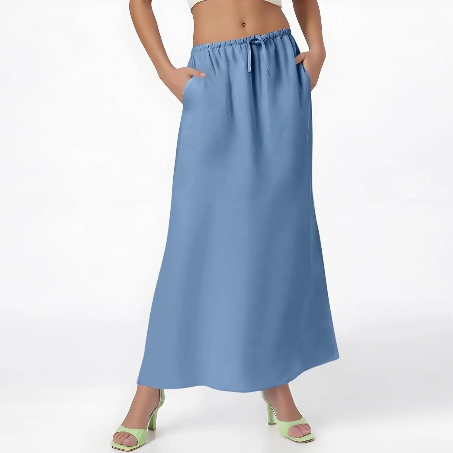 Maxi Women's Skirts, Solid Color Elegantes Summer Vacation Trendy Womens Skirts