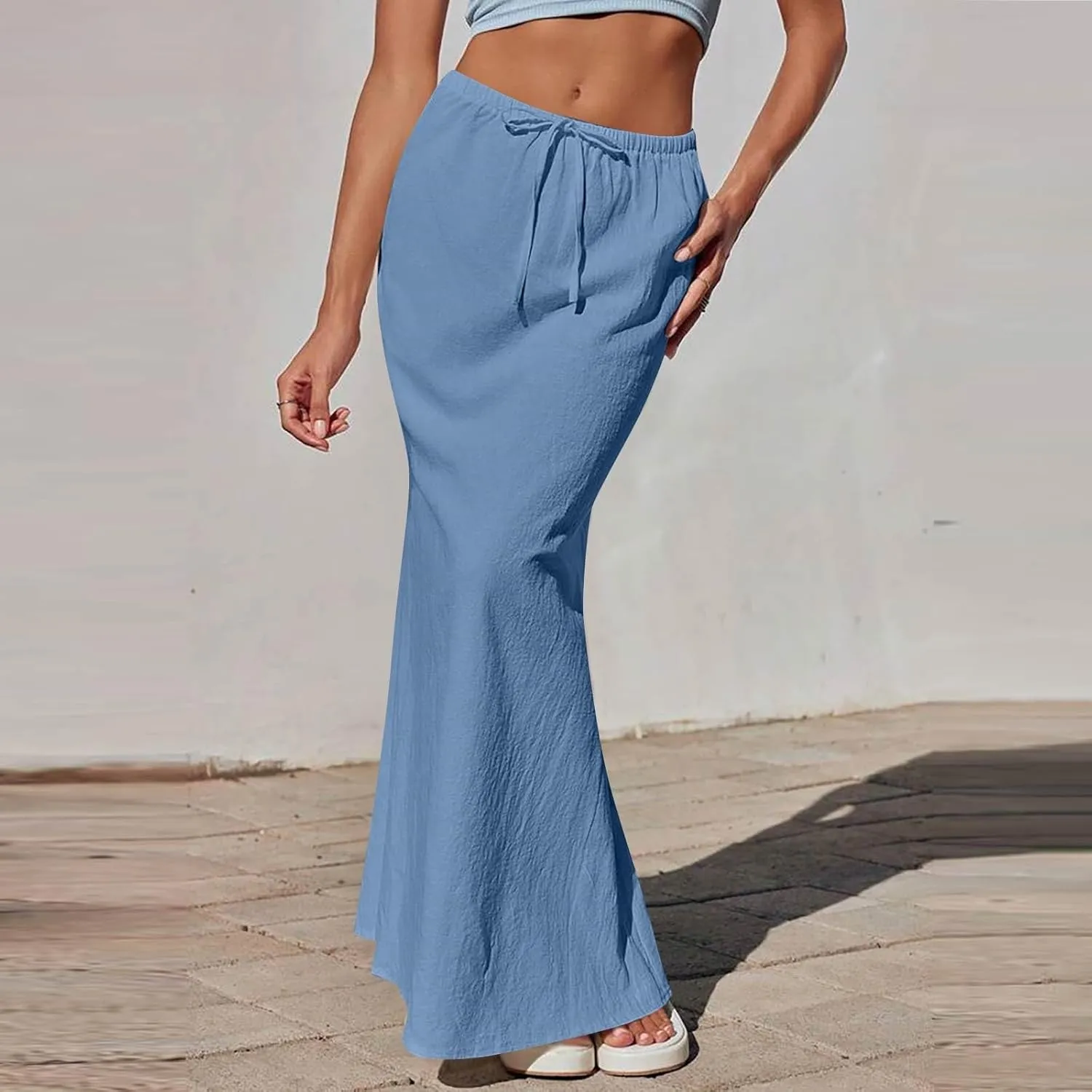 Maxi Women's Skirts, Solid Color Elegantes Summer Vacation Trendy Womens Skirts