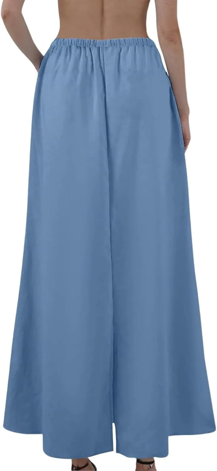Maxi Women's Skirts, Solid Color Elegantes Summer Vacation Trendy Womens Skirts