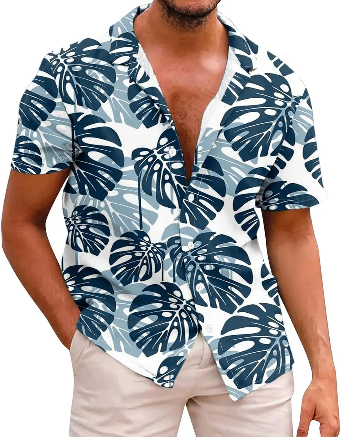 Mens 2024 Hawaiian Tropical Shirts Short Sleeve Casual Button Down Floral Summer Beach Shirts Holiday Floral Shirts