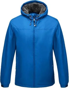 Mens Full Zip Up Hoodies Winter Heavyweight Jackets Sherpa Fleece Lined Warm Coats Work Parka Jacket with Pockets