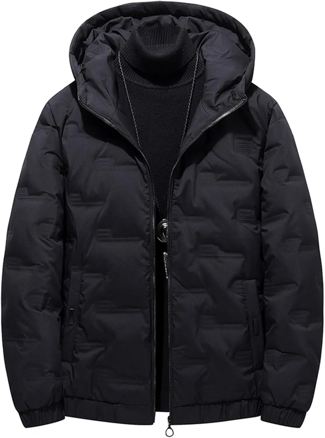 Men's Packable Lightweight Windproof Puffer Jacket Full Zip Up Quilted Winter Hooded Down Jackets Warm Padded Coat