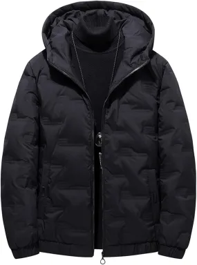Men's Packable Lightweight Windproof Puffer Jacket Full Zip Up Quilted Winter Hooded Down Jackets Warm Padded Coat