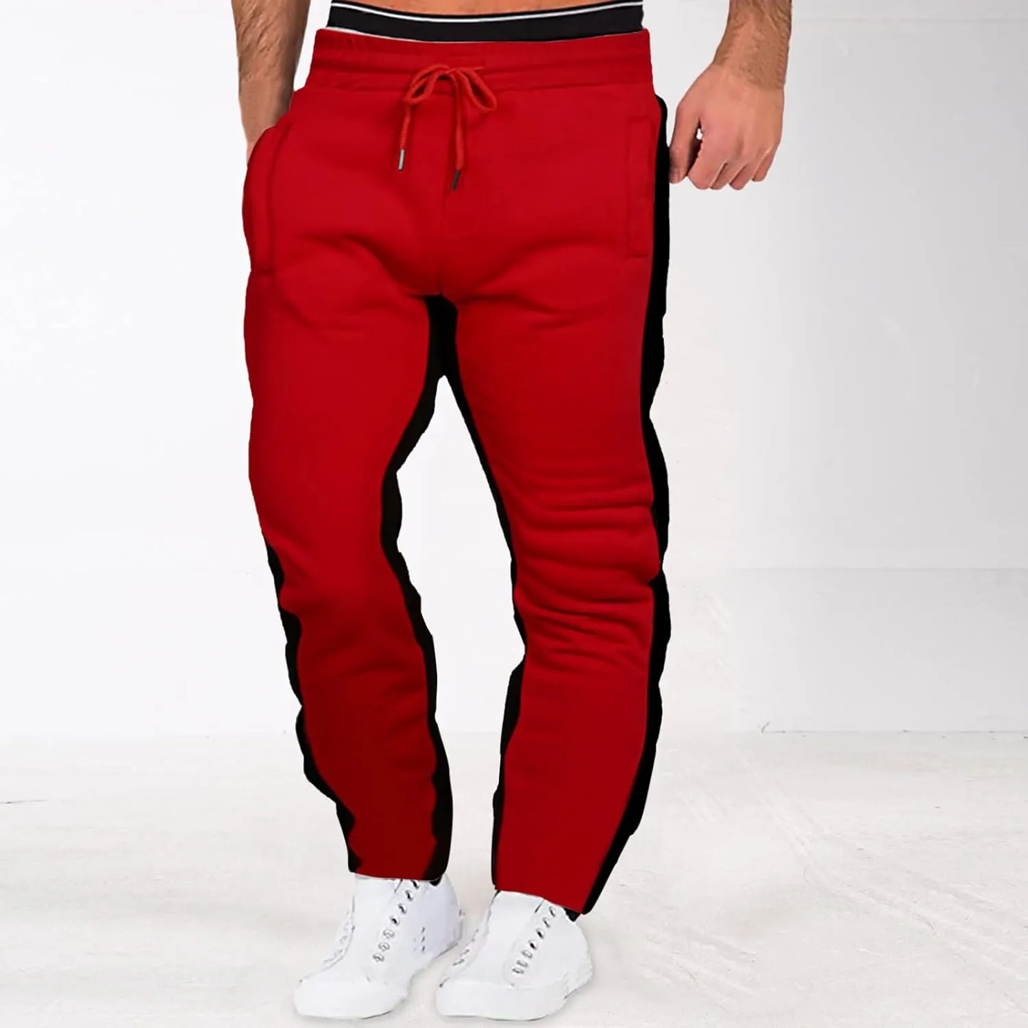 Mens Sweatpants Pants Mens Fleece Active Athletic Workout Jogger Sweatpants for Men with Zipper Pocket and Drawstring