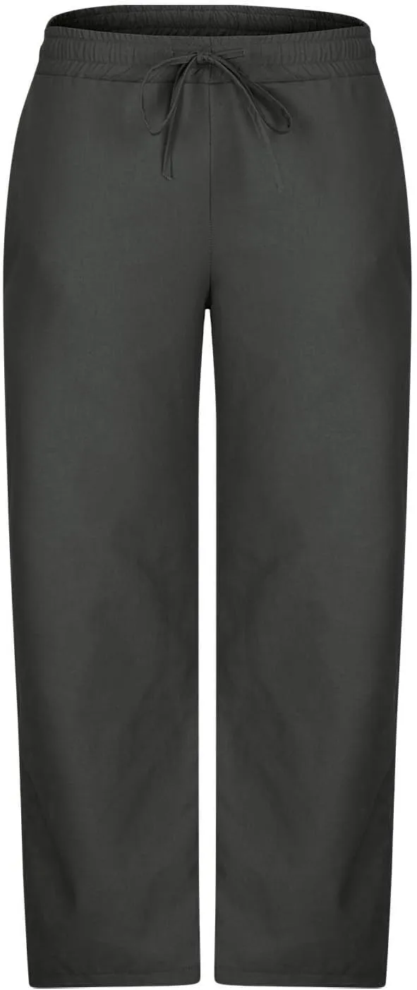 Mens Wide Leg Pants Summer Beach Cotton Linen Pant Lightweight Casual Elastic Waist Drawstring Casual Trousers