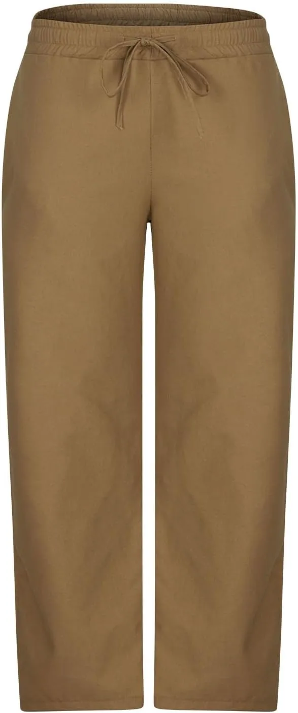 Mens Wide Leg Pants Summer Beach Cotton Linen Pant Lightweight Casual Elastic Waist Drawstring Casual Trousers