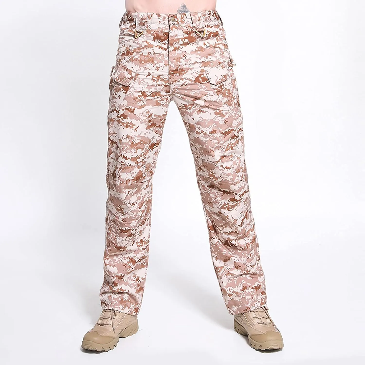 Muscularfit Mens Sweat Pants Casual Camo Buckle Zipper Cargo Pants Multi Pockets Casual Camouflage Athletic Cotton Sweatpants