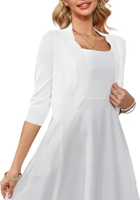 Othyroce Women's Cropped Cardigan Sweaters Long Sleeve Open Front Bolero Shrug Sweaters Jacket for Dresses