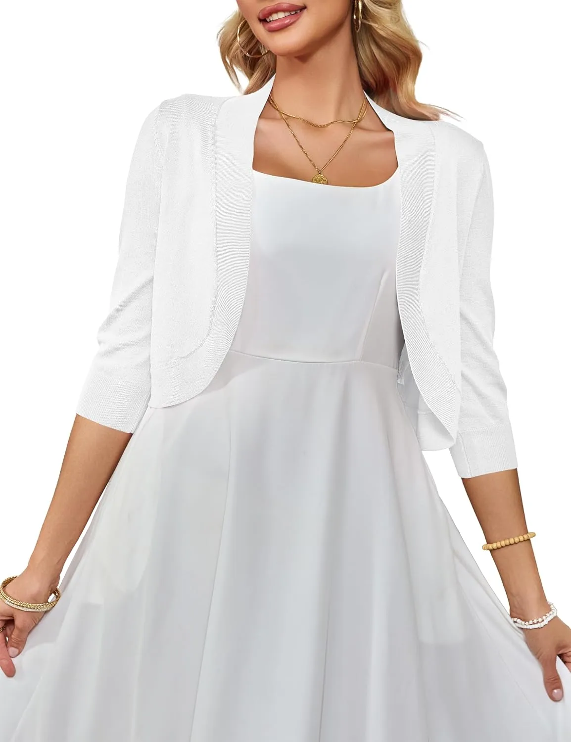 Othyroce Women's Cropped Cardigan Sweaters Long Sleeve Open Front Bolero Shrug Sweaters Jacket for Dresses
