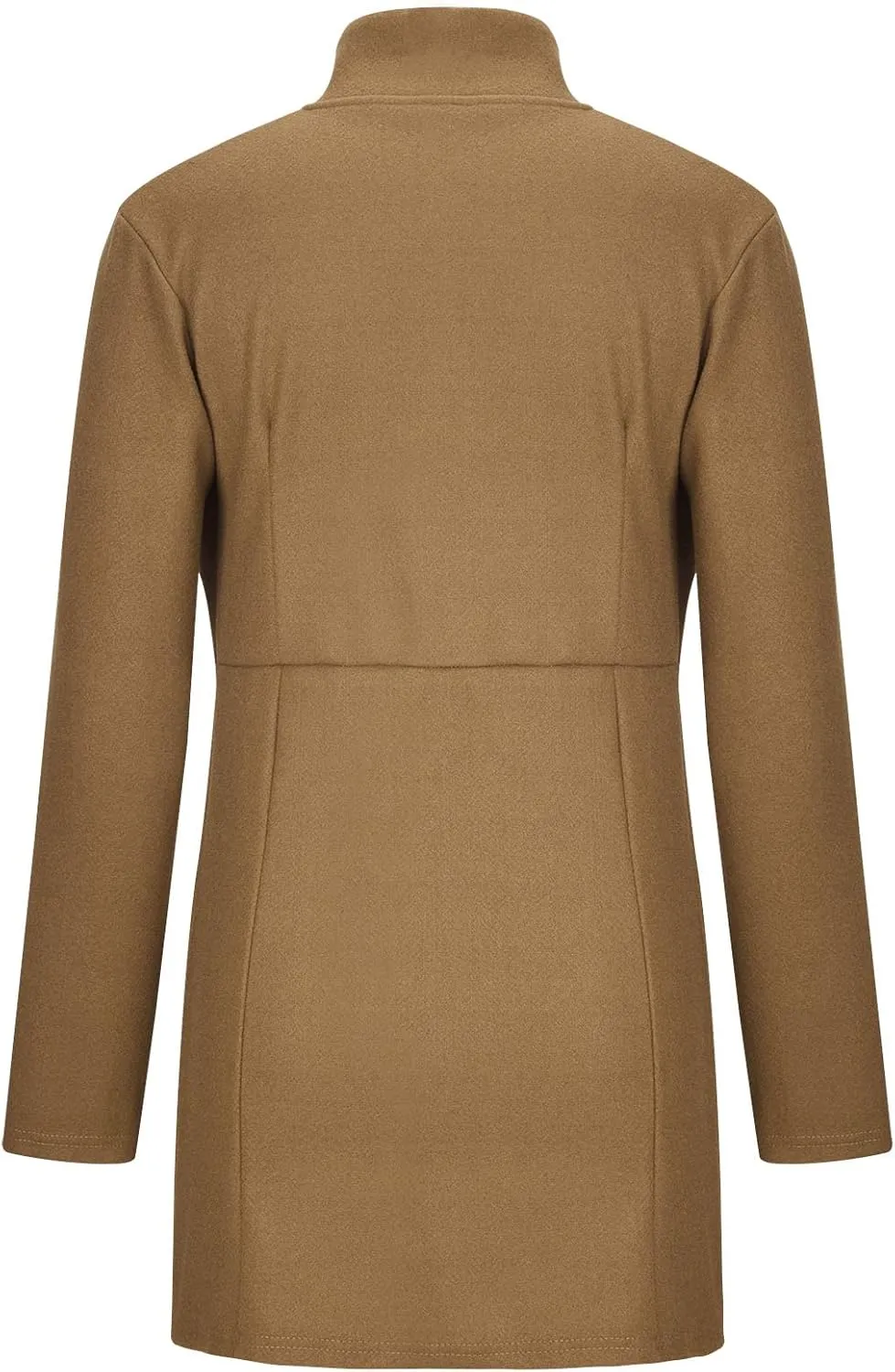 Pea Coats for Women Stand Collar Open Front Trench Coat Casual Winter Warm Mid Long Cardigan Overcoat