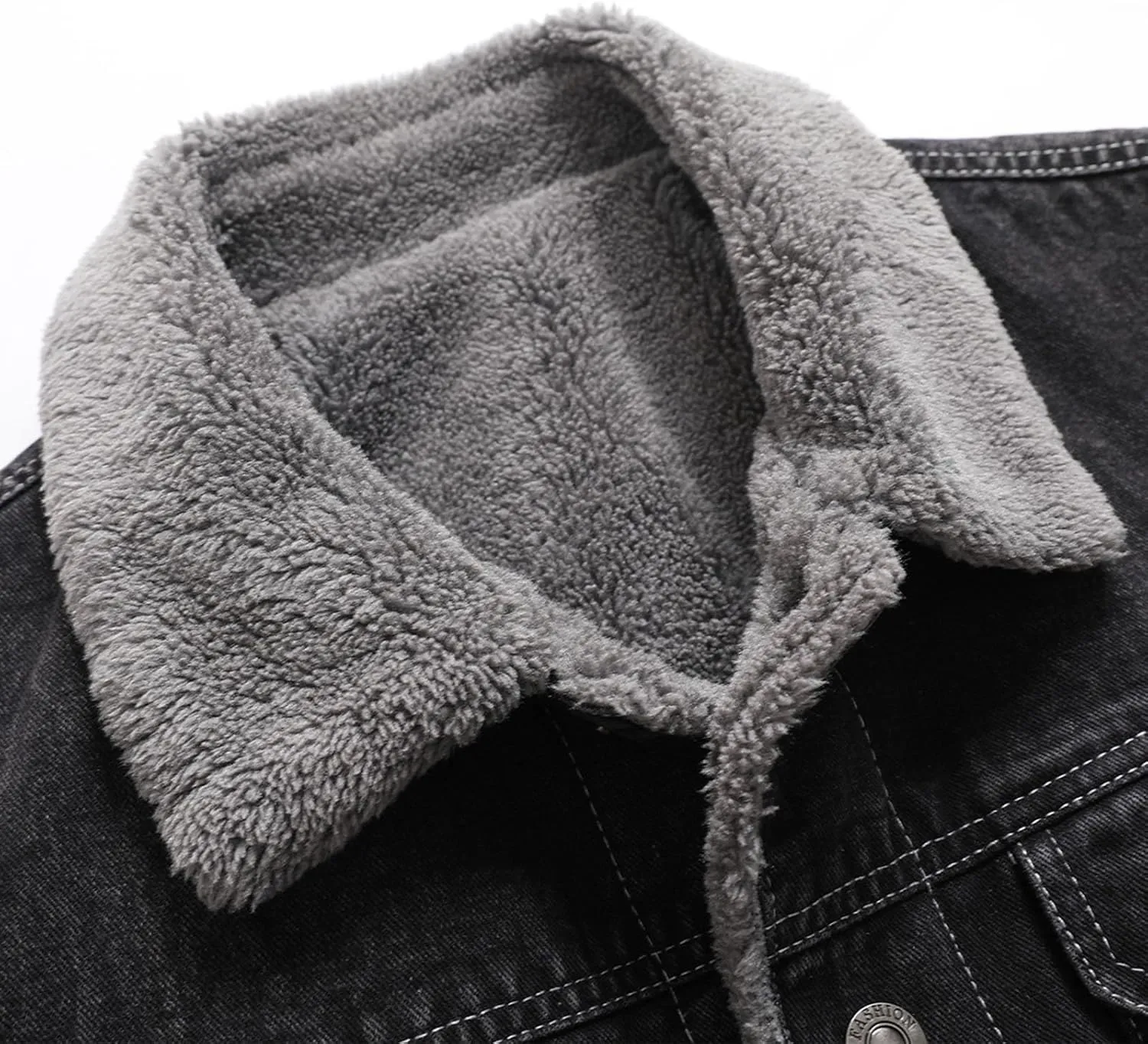 Plus Size Denim Jacket for Men,2023 Winter Fall Lapel Button Lining Fleece Jacket Mens Casual Coat Outwear