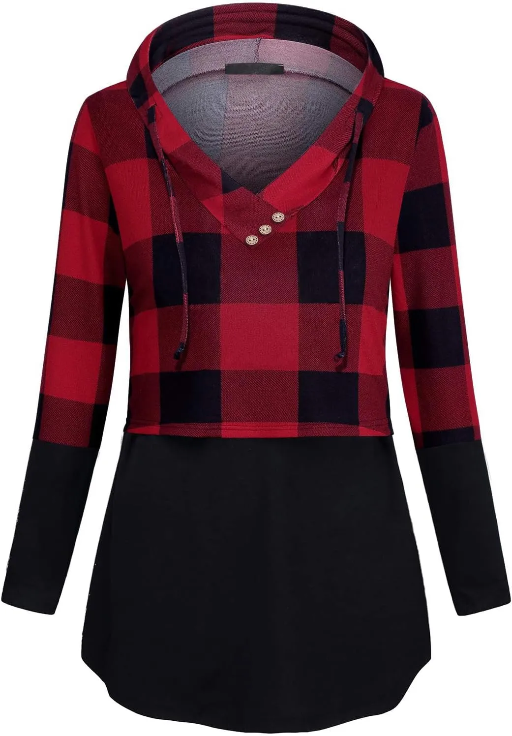 Quinee Women's Long Sleeve Plaid Colorblock Nursing Pullover Hoodie Sweatshirts