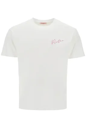 "t-shirt with embroidery and print design 5V0MG13AAE6 BIANCO
