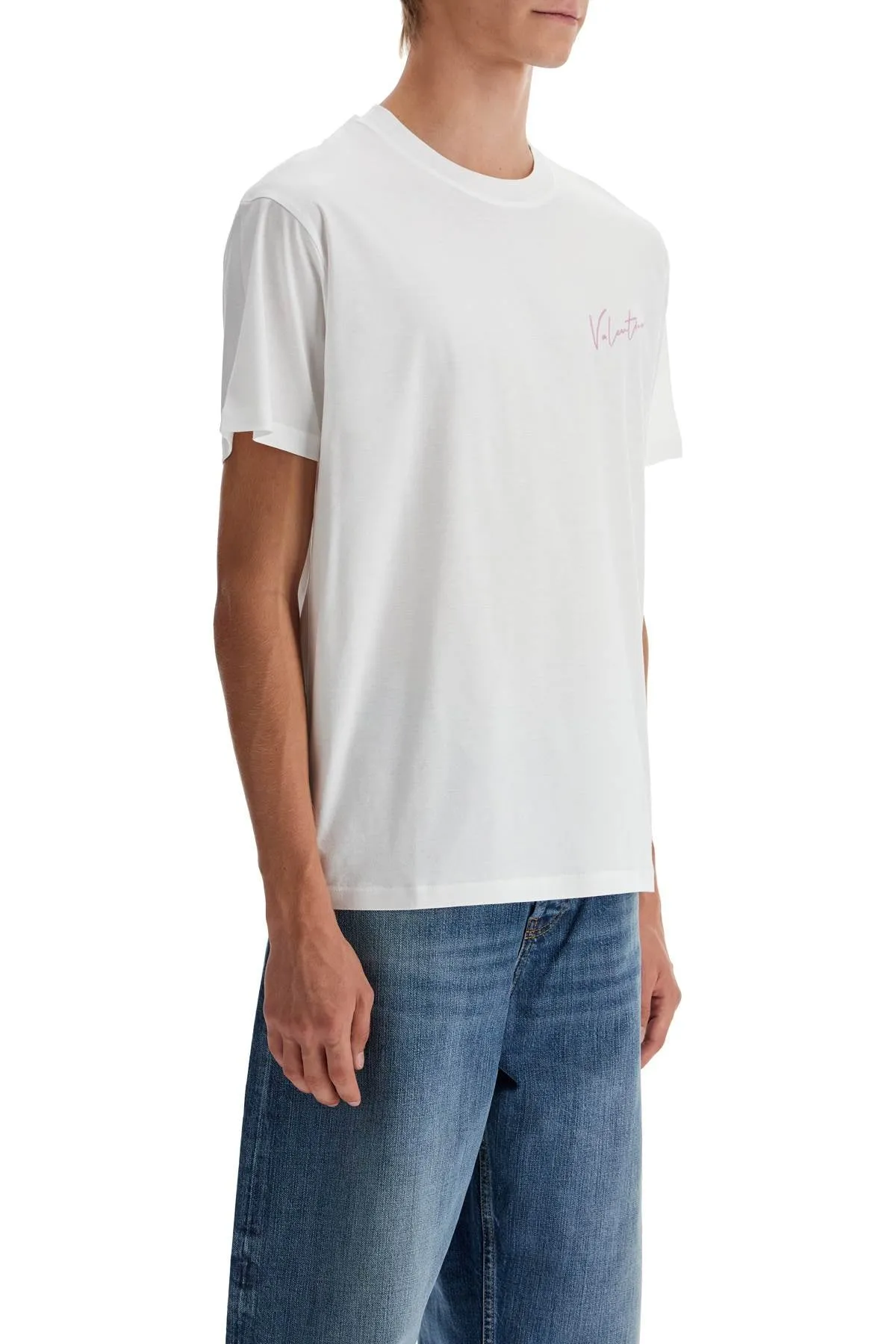 "t-shirt with embroidery and print design 5V0MG13AAE6 BIANCO